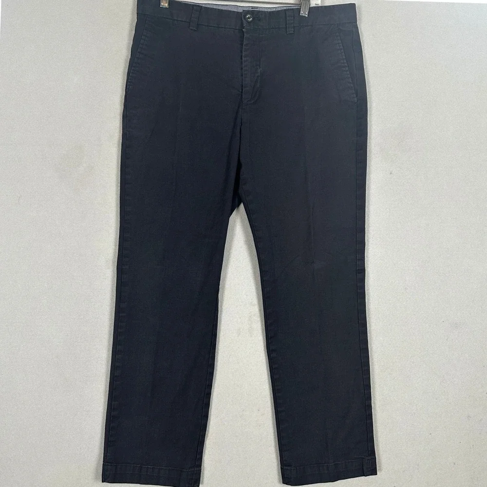 Banana Republic Pants Mens 34X30 Aiden Chino Black Flat Front Straight Stretch